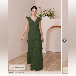Revelry Amelia Chiffon Dress - Deep Olive - size 20